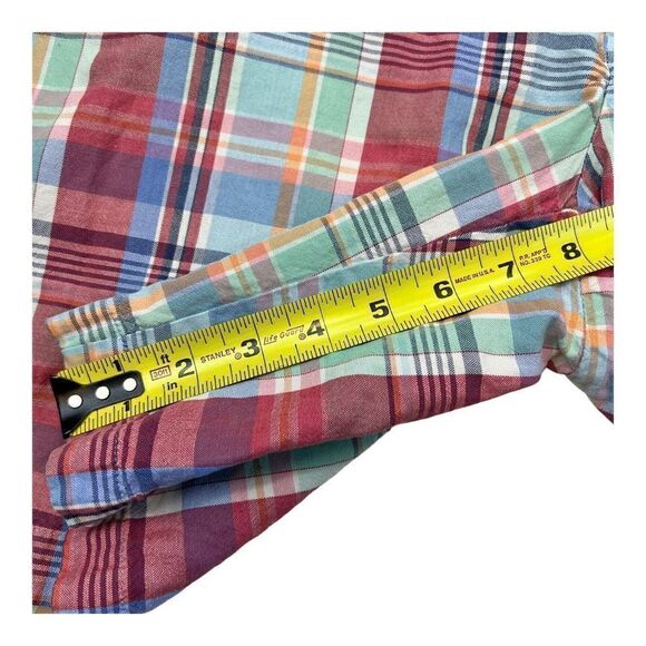 Peter Millar Madras Shorts Men's Size 38 Cape Red Golf Outdoors Plaid Linen - Picture 5 of 9